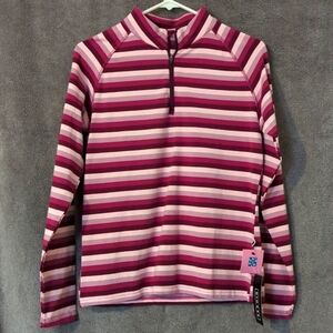 NWT Men's Print Long Sleeve Performance Jersey Sport Tee in Coral Stripe
